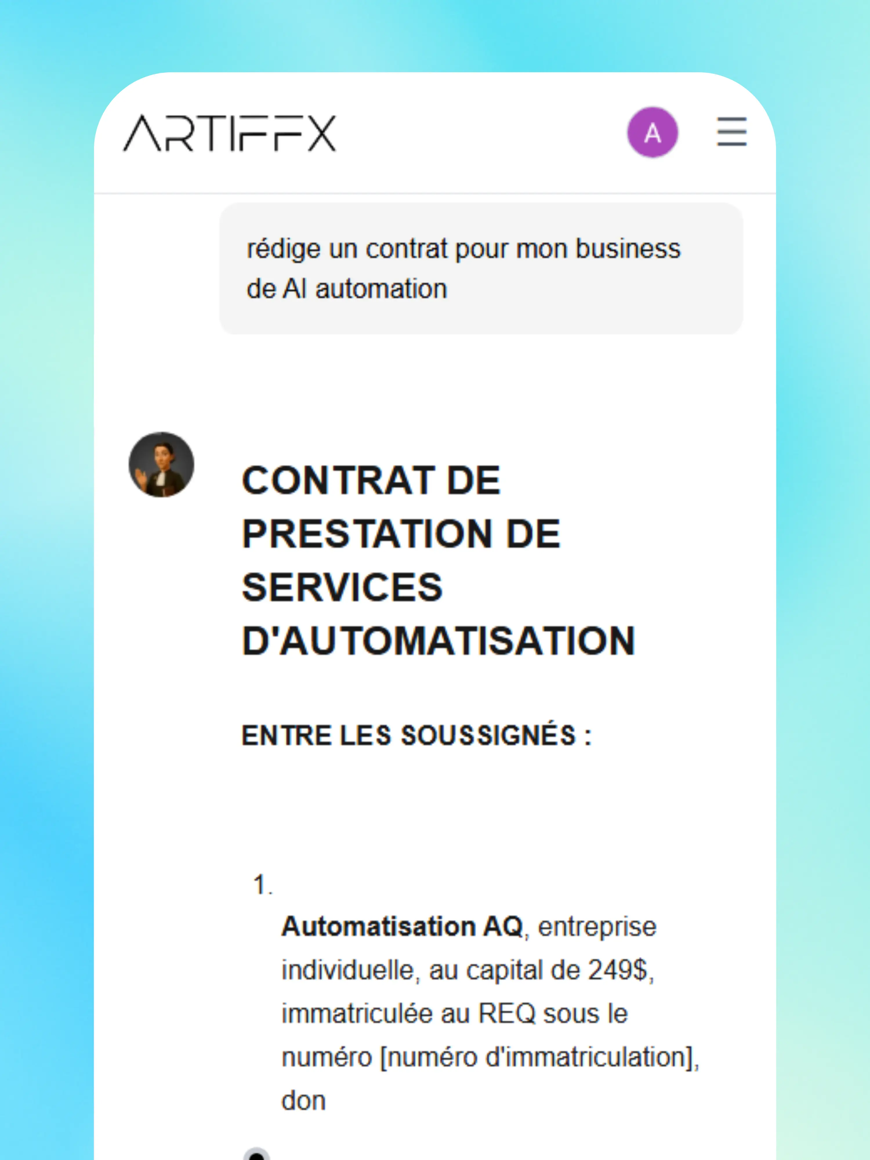 Démonstration Ezio - Marketing Artiffx (Mobile)
