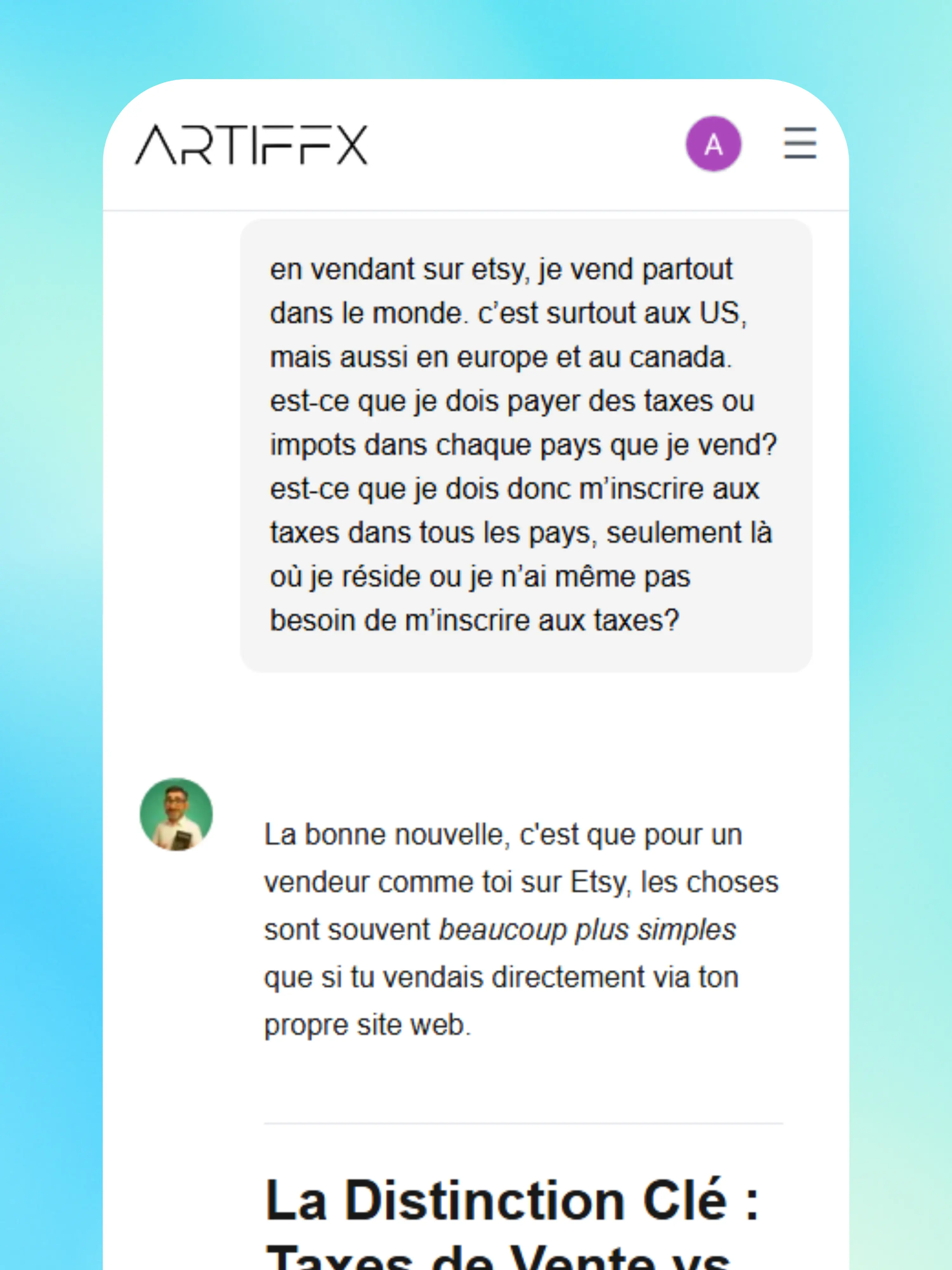 Démonstration Charles - Comptabilité Artiffx (Mobile)